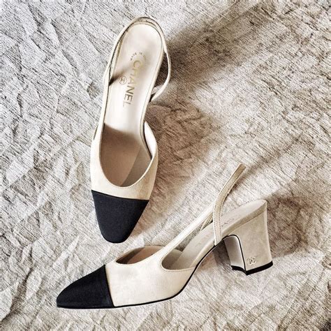 two tone chanel style shoes|two tone slingback shoes.